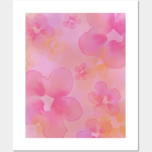 Pink and Yellow Floral Design Posters and Art